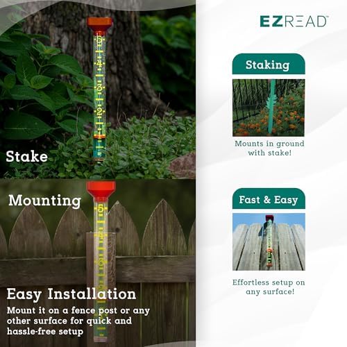 Headwind EZRead 21” Giant Professional Outdoor rain Gauge, USA Made Heavy Duty All Weather Freeze Proof Stake or mountable with Float, Orange (820-1002ORG)