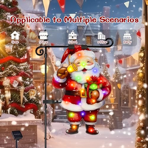 12x18 Lighted Christmas Santa Garden Flag, 8 Modes Solar LED