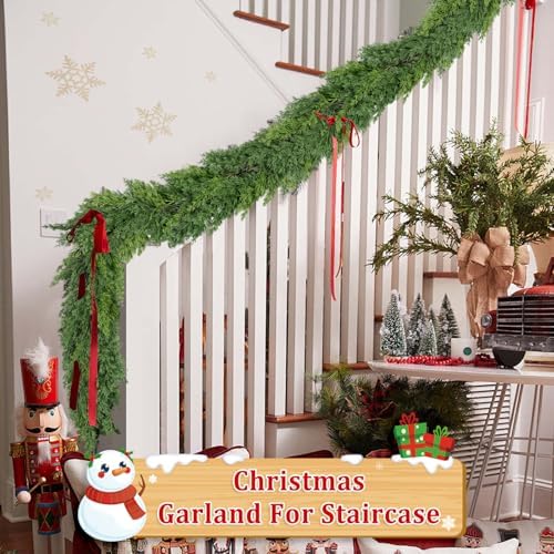 9 Ft Real Touch Christmas Garlands Thick Soft Bendable Pine Cedar Garland