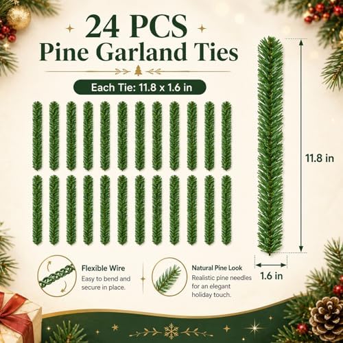 RAINFLOW Christmas Garland Ties - 24 Garland Straps for Christmas Decor