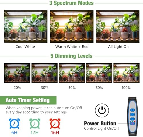 Kullsinss 16in Grow Light Strips, 4-Bar 240 LEDs Full Spectrum Plant Light