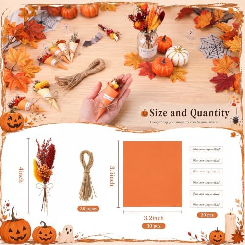 30 Set Mini Dried Flower Bouquet for Craft with Stem, Fall
