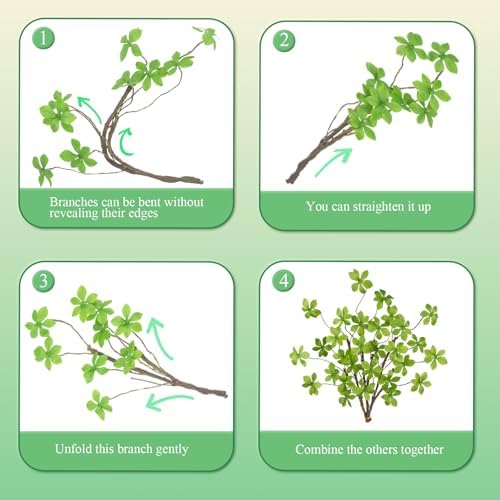 CISDUEO 3 Pcs Artificial Green Leaves Stem Plants Faux Floral Stems Fake Leaves Silk Artificial Greenery Branches with Long Stem for Vases Farmhouse Centerpiece Home Office Party Wedding Shop Decor