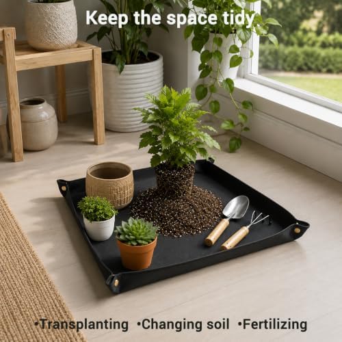Repotting Mat for Indoor Plants with Gloves, Labels, Ties & Drainage Pads