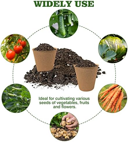 INCIKITI 40Pcs 3.15 Inch Peat Pots, Biodegradable Eco-Friendly Round Plant Seedling Starters Kit, Seed Germination Trays with 10 Labels for Flower Vegetable Tomato Saplings & Herb Germination, Khaki
