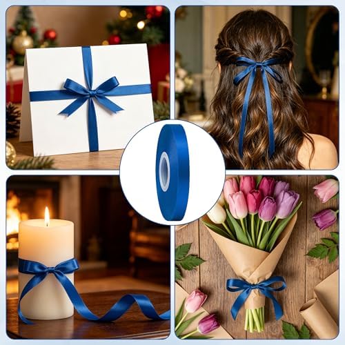 3/8In 30Yards Thin Royal Blue Ribbon for Gift Wrapping Graduation Party