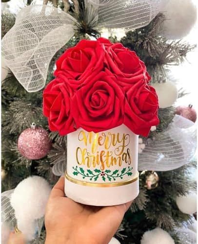 UNIKPACKAGING Set of 6 pcs, Small Round Shaped Flower Gift Boxes, 4" dia. x 4" inch, for Unique Flower and Gift Arrangements, Partry Favors (ALL White)