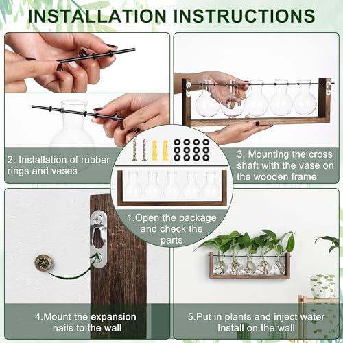 YIBOT Wall Hanging Glass Planter Plant Propagation Vase-5 Bulb Glass Vases