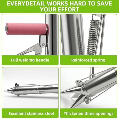 Bulb Planter, Planting Bulbs Manual Seedling Transplanter Weeder Sod Plugger Flower Planting Soil Sampler Long Handled Bulb Planter Plant Bulb Seeds (2 Handle-A)
