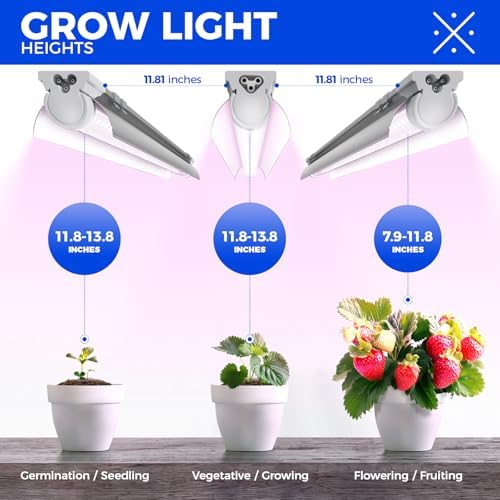 Barrina T8 LED Grow Light 4FT, Full Spectrum, Pinkish White, 4 Packs