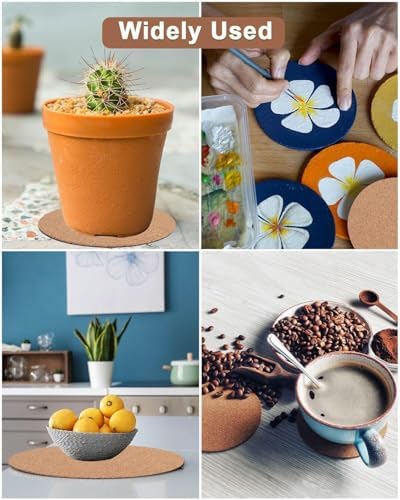 vensovo Cork Plant Coasters, 12 Pack Plant Mats in 4/6/8 Inch for Pots