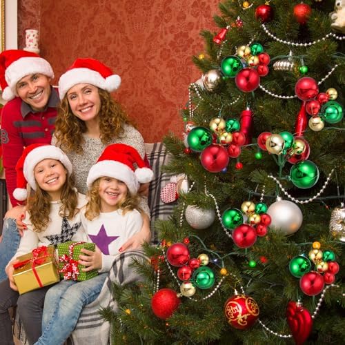 Daifunli 8 Pcs Christmas Tree Picks 7.87 Inch Red Green Gold Christmas Ball