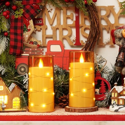 Homemory 3"x6" Flameless Candles, Flickering LED Pillar Candles with Remote
