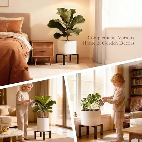 3 Pcs Metal Plant Stand Outdoor Indoor, Heavy Duty Pot Holder Risers
