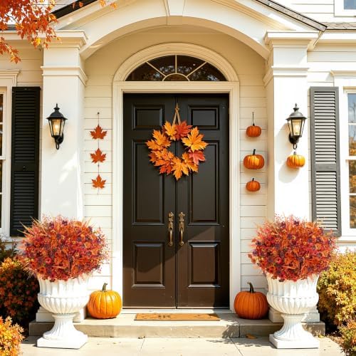 Alupssuc 24Pcs Artificial Fall Flowers for Outdoors Decor, Fake Mums Plants