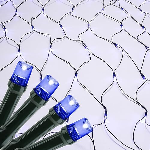 iBaycon 2Pack 4FT x 6FT Christmas Net Lights Outdoor Mesh Light, Blue