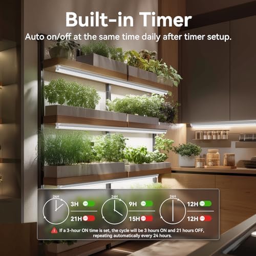 4FT Grow Lights for Indoor Plants,T8 5000K Full Spectrum Plant Light,540W(12 x 45W),LED Grow Light Strips whit Timer, Aluminum Reflector,Linkable,Plant Growing Lamp Fixture for Greenhouse Indoor 12pcs