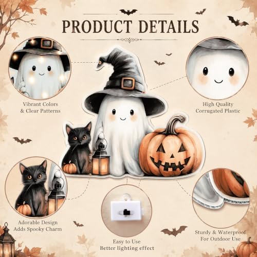 Yookeer 6 Pack Lighted Ghost Yard Signs Halloween Outdoor Decorations