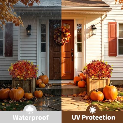 Artificial Flowers Outdoor, UV Resistant Faux Plants, Fall Decor,20 Bundles