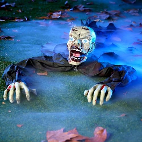 JOYIN Halloween Outdoor Decoration Zombie Groundbreaker with Creepy Sound and Flashing Eyes for Haunted House Props, Yard, Lawn, Patio, Graveyard Halloween Outside Decorations