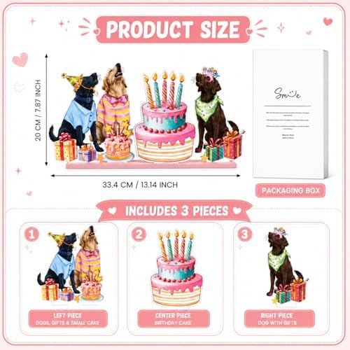 Smile Birthday Wooden Standing Decor Dog Party Cake Tiered Tray