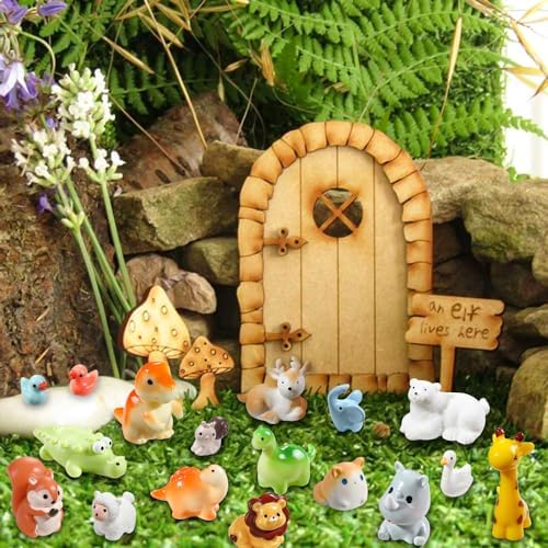 DIYDEC 40pcs Mini Resin Animal 40 Styles Tiny Resin Animals Miniature Little Small Animal Figures Bulk for Micro Fairy Garden Landscape Accessories Dollhouse Hide Crafts Decor Aquarium Toys
