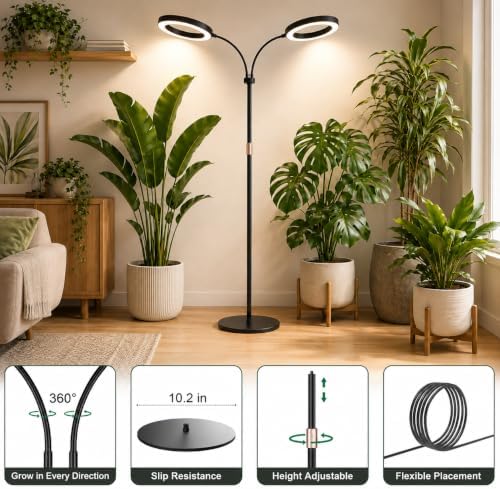 LBW 10.2in Grow Lights for Indoor Plants, Plant Grow Light with Stand