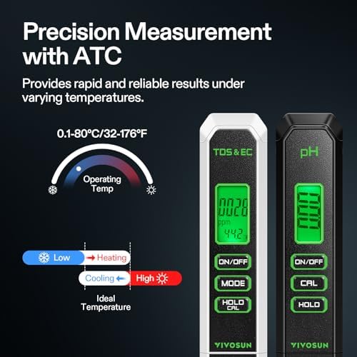 VIVOSUN Digital pH and TDS Meter Kits and Soil Tester, 3-in-1 Plant Moisture Meter Light and PH Tester for Home