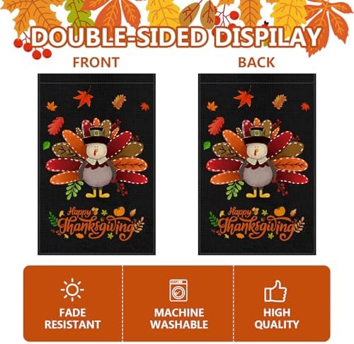Fall Thanksgiving Turkey Garden Flag 12x18 Inch
