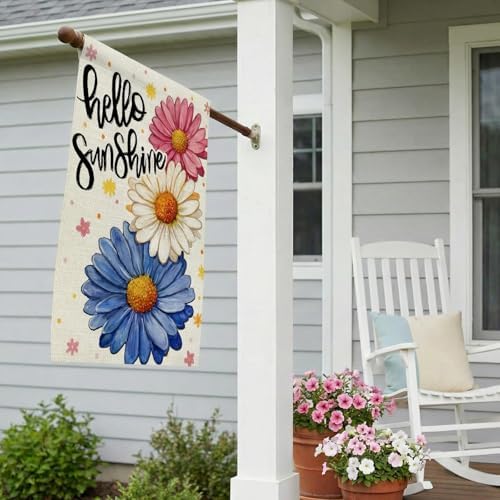 CROWNED BEAUTY Sunshine Floral Daisy House Flag for Outside 28x40 Inch