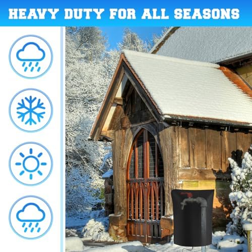 1 Pcs 20" L x17 W Electric Heated Outdoor Faucet Cover for Winter Freeze Protection Heating Hose Bib Covers for Winter, Water Pipe Heater for Garden Faucet Insulated Spigot Protector, Black