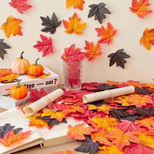 Fake Leaves 3.4 inch Fall Leaves Decor for Halloween Thanksgiving
