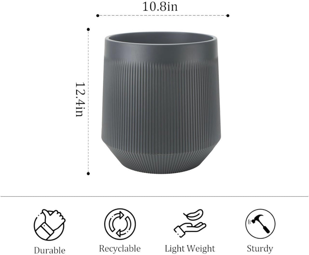 Plant Pots，Set of 2 Plastic Large Pots for Indoor Plants,Flower Pots Outdoor Planters with Drainage Hole and Seamless
