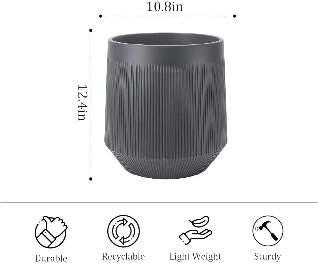 Plant Pots，Set of 2 Plastic Large Pots for Indoor Plants,Flower Pots Outdoor Planters with Drainage Hole and Seamless