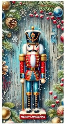 BlissYard Door Cover Christmas Nutcracker Soldier 35x71 Inch Polyester