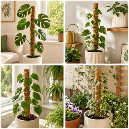 Moss Pole for Monstera, 4 Pack 16in Stackable Plant Support