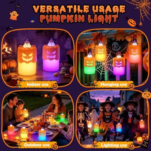 Rechargeable Halloween Pumpkin Lantern Lights LED JackoLantern with Lanyard