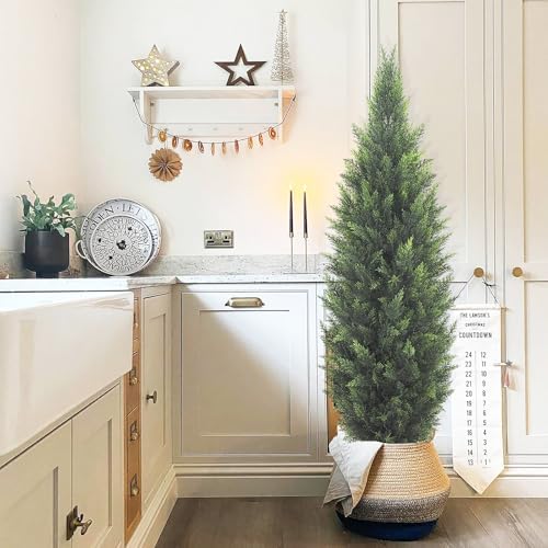 5FT Artificial Cedar Topiary Tree, Set of 2