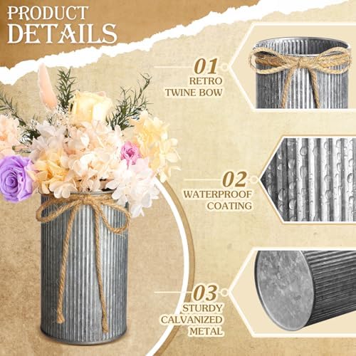 Zonon Farmhouse Vase Decor, Galvanized Flower Bucket,Black,9 Pcs