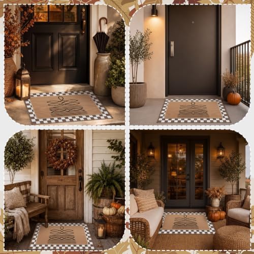 Tinideya 2 Pcs Western Door Mat Outdoor Cowboy Boot Stitch Welcome Mats