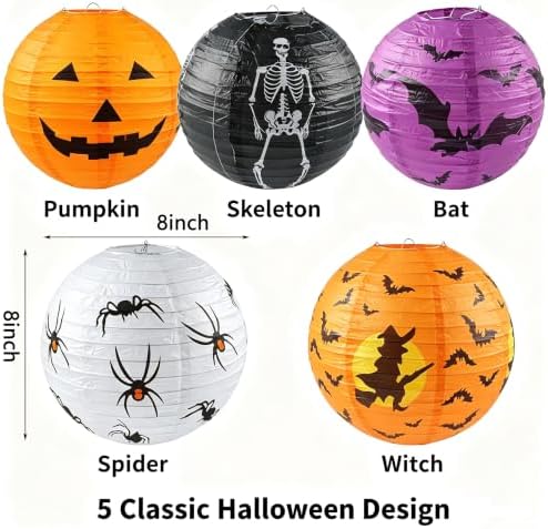 10 Pack Halloween Paper Lanterns, 8 Inch Hanging Lanterns in/Outdoor Decor