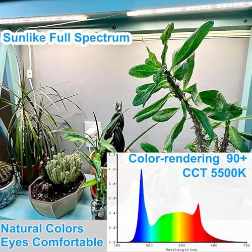 LED Grow Light Strip for Indoor Plants, Full Spectrum Sunlike Plant Lights Growing Lamps for Hydroponics Succulent Veg and Flowers (Not Includes Adapter) - 2 Packs
