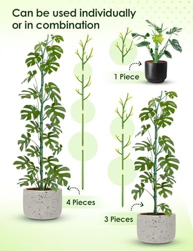 NiHome 50" Plant Support Stakes 5-Pack for Indoor & Outdoor Climbing Plants