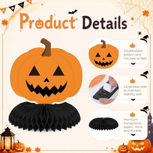 Funnymoom 10 Pcs Halloween Honeycomb Centerpieces Pumpkin Table Party Decor