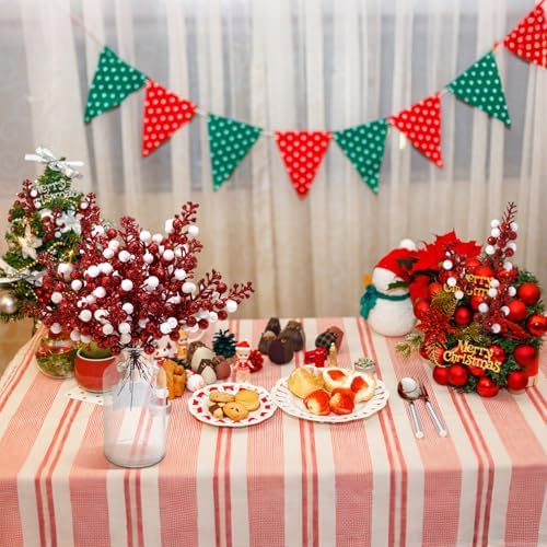 Thiccywoov 48 Pcs Christmas Picks and Sprays Tree Picks, 8 Inch