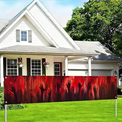 BlissYard Halloween Fence Banner Haunted House Decor 118 x 20 Inch