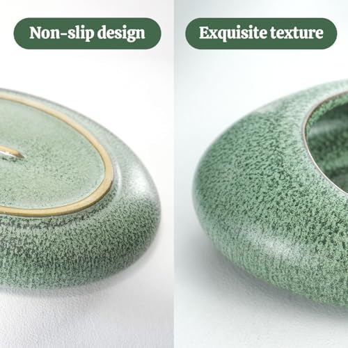 Flower Frog Vase Kit, Ikebana Flower Arrangement Ceramic Water Drop Flower Pot Flower Frog Flower Arrangement Vase Kit (Green Small Size)