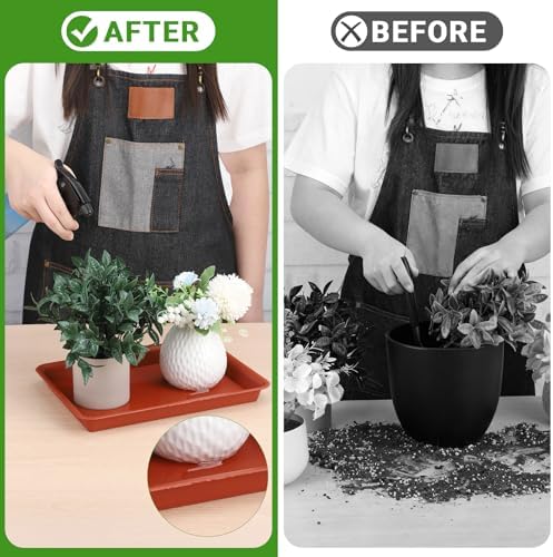 GREANER 11 Inch Red Plant Saucer, 3 Packs Plastic Plant Trays for Pots, Plant Water Catcher Tray for Indoors Outdoor, Flower Planter