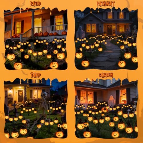 4 Pack Pumpkin Solar Halloween Lights Outdoor,Halloween Decorations