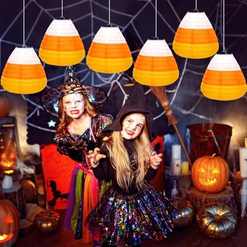 DECYOOL 12PCS Halloween Paper Lanterns, 3D Candy Corn Hanging Ornaments